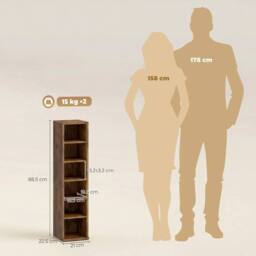 FORGEVIO Set of 2 CD Storage Units with Adjustable Shelves, Rustic in Brown - thumbnail 2
