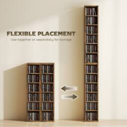 FORGEVIO Set of 2 CD Storage Units with Adjustable Shelves, Rustic in Brown - thumbnail 4