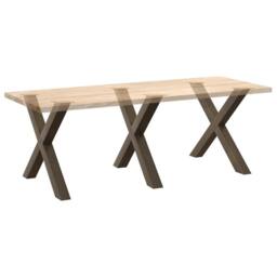 Berkfield Home Dining Table Legs X-Shaped 3 pcs Natural Steel 90x(72-73) cm Steel in Brown - thumbnail 8