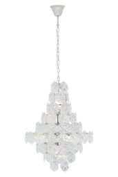 Orsina Classical Silver Leaf Chandelier, 12 Bulb Teardrop Glass Pendant Light, Vintage-Inspired Ceiling Light - thumbnail 1