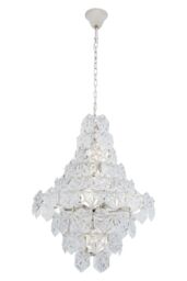 Orsina Classical Silver Leaf Chandelier, 12 Bulb Teardrop Glass Pendant Light, Vintage-Inspired Ceiling Light - thumbnail 3