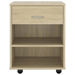 Berkfield Home Rolling Cabinet Sonoma Oak 46x36x59 cm Engineered Wood in Brown - Size: 46 x 36 x 59 cm - thumbnail 4