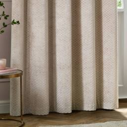 Paoletti Neptune Fully Lined Velvet Eyelet Curtain Pair in Beige - Size: 168 cm width x 137 cm drop - thumbnail 4