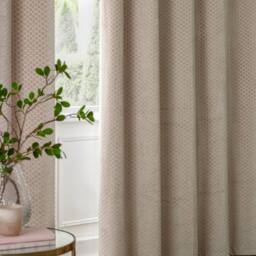 Paoletti Neptune Fully Lined Velvet Eyelet Curtain Pair in Beige - Size: 168 cm width x 137 cm drop - thumbnail 5
