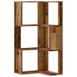 Berkfield Home Corner Bookcase 3-Tier Old Wood 50x50x102 cm Engineered Wood in Brown - Size: 50 x 50 x 102 cm - thumbnail 1
