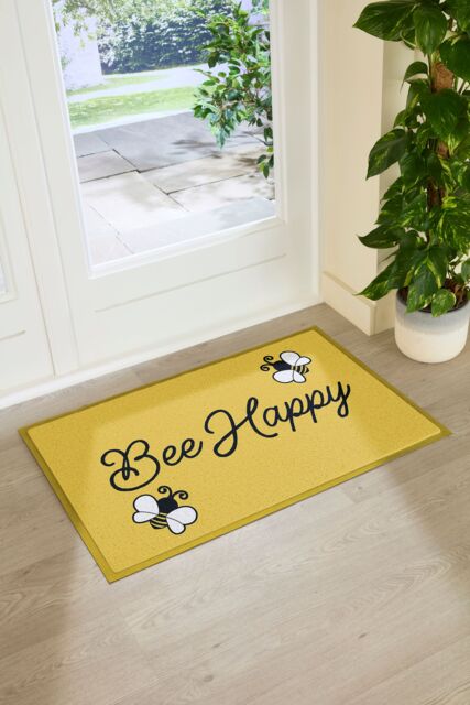 Artsy Mats Bee Happy Doormat in Yellow - Size: 90 cm x 60 cm - image 1