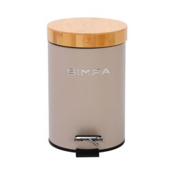 simpa 3L Soft-Closing Pedal Dustbin with Bamboo Lid in Taupe