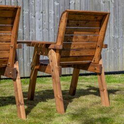 Samuel Alexander Hand Made 2 Seater Chunky Rustic Wooden Love Seat with Tray Assembled in Brown - thumbnail 6