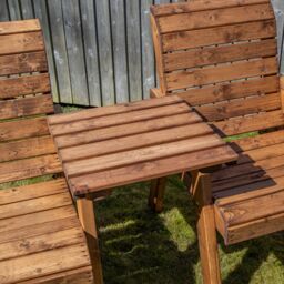 Samuel Alexander Hand Made 2 Seater Chunky Rustic Wooden Love Seat with Tray Assembled in Brown - thumbnail 2