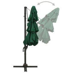 Berkfield Home 4-Tier Parasol with Aluminium Pole Green 3x3 m - thumbnail 4