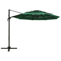 Berkfield Home 4-Tier Parasol with Aluminium Pole Green 3x3 m - thumbnail 2