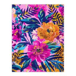"Artery8 Wall Art Print Leopard Hiding in Floral Pattern Design Poster in Pink - Size: W18"" x H24""" - thumbnail 1