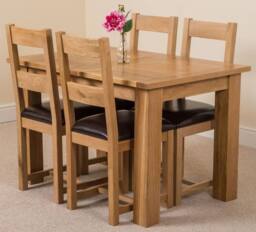 Thats Furniture Hampton 120-160cm Oak Extending Dining Table & 4 Lincoln Chairs in Brown - thumbnail 1