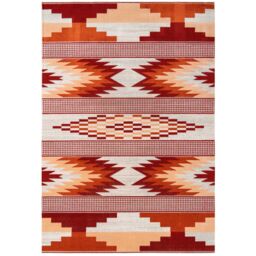 Kukoon Terracotta Orange Aztec Tribal Low Pile Soft Living Room Rug - Size: 60 cm x 240 cm - thumbnail 1