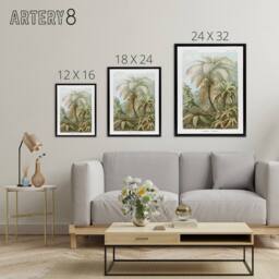 "Artery8 Tropical Nature Filicinae Fern Plants Haeckel Framed Canvas Wall Art in Green - Size: W12"" x H16""" - thumbnail 4