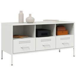 Berkfield Home TV Cabinet White 100.5x39x50.5 cm Steel - thumbnail 4