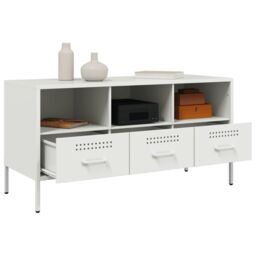 Berkfield Home TV Cabinet White 100.5x39x50.5 cm Steel - thumbnail 5