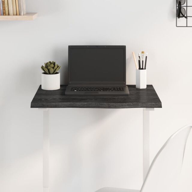 Berkfield Home Table Top Dark Grey 60x40x2 cm Treated Solid Wood Oak - Size: 60 x 40 x 2 cm - image 1