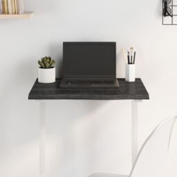 Berkfield Home Table Top Dark Grey 60x40x2 cm Treated Solid Wood Oak - Size: 60 x 40 x 2 cm - thumbnail 1