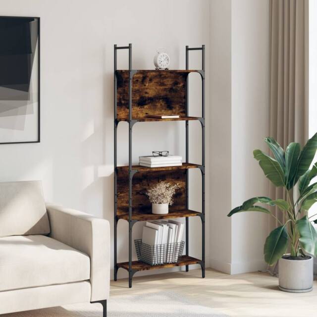 Berkfield Home Decorative Bookshelf 5-Tier Smoked Oak 60.5x24x166.5 cm Engineere in Brown - image 1