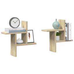 Berkfield Home Wall Shelves 2 pcs Sonoma Oak 38x12x38 cm Engineered Wood in Brown - Size: 38 x 12 x 38 cm - thumbnail 1