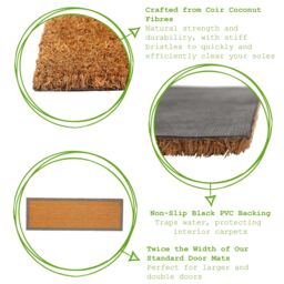 Nicola Spring Coir Door Mat - 120 x 40cm - Grey Border in Brown - Size: 40 cm x 120 cm - thumbnail 2