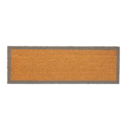 Nicola Spring Coir Door Mat - 120 x 40cm - Grey Border in Brown - Size: 40 cm x 120 cm