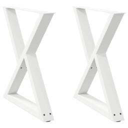 Berkfield Home Modern Dining Table Legs 2 pcs White 80x(72-73.3) cm Steel - thumbnail 3