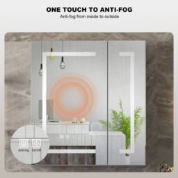KEEPREAPER Sleek Bathroom Mirror Cabinet with Lights & Defogger 600 x 650mm in White - thumbnail 6