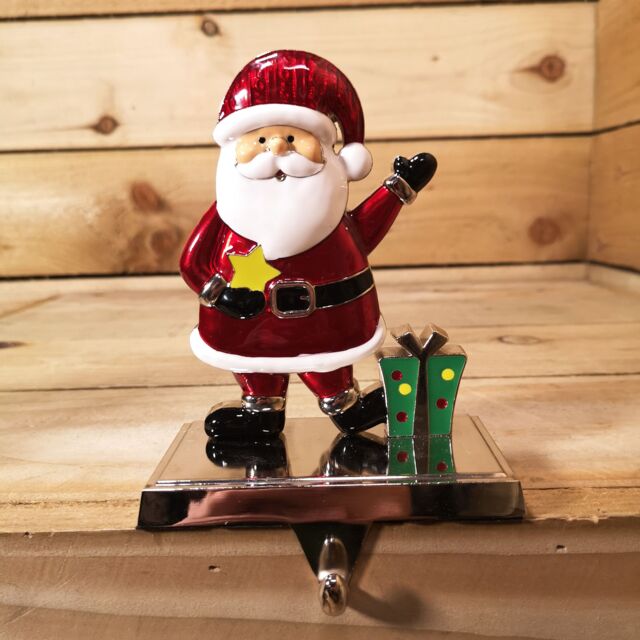 Samuel Alexander 17cm Santa Christmas Stocking Hanger with Weighted Base in Red - image 1