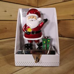 Samuel Alexander 17cm Santa Christmas Stocking Hanger with Weighted Base in Red - thumbnail 2