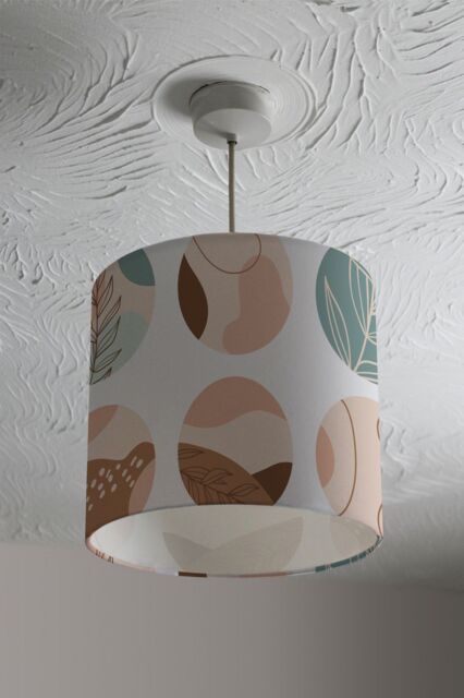 Benjamin Tate Design round texture & floral icons in pastel colours ceiling lamp shade in Natural