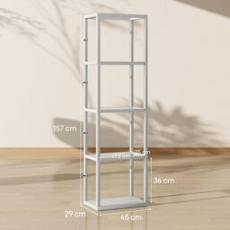 HOMCOM LED Floor Lamp with Glass Shelves, Dimmable Room Lamp, Grey - thumbnail 3