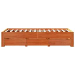 Berkfield Home Durable Bed Frame Frame w/Drawers Wax Brown 90x200 cm Solid Wood Pine - thumbnail 5