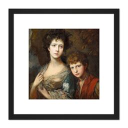 Artery8 Gainsborough Elizabeth & Thomas Linley Painting 8X8 Inch Square Wooden Framed Wall Art Print Picture with Mount in Black - thumbnail 1
