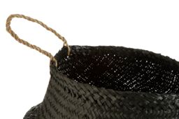 Orsina Black & Silver Seagrass Storage Basket, Decorative Organizer With Handles, Small Seagrass Storage Basket - thumbnail 5