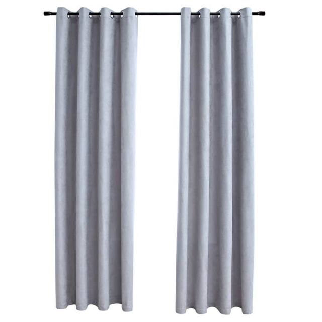Berkfield Home Blackout Curtains with Metal Rings 2 pcs Grey 140x175 cm - image 1