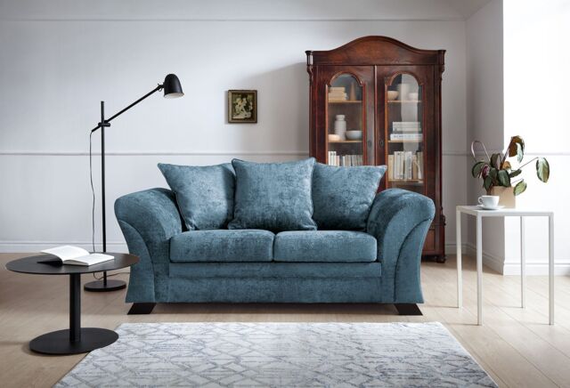 Abakus Direct Farrow Crushed Chenille 2 Seater Sofa in Blue - image 1