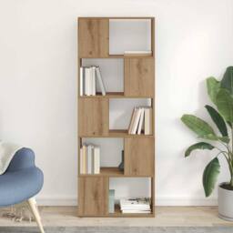 Berkfield Home Elegant Bookshelf Artisan oak Particle board 60 x 24 x 155 cm Boo in Brown - thumbnail 2