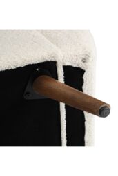 Living and Home Teddy Fur 2-Seat Upholstered Storage Bench with Side Arms and Walnut Colored Legs in Beige - thumbnail 6