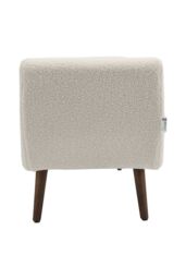 Living and Home Teddy Fur 2-Seat Upholstered Storage Bench with Side Arms and Walnut Colored Legs in Beige - thumbnail 5