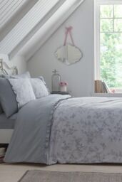 Dreams & Drapes 'Kristen' Frill Detail Duvet Cover Set in Grey - Size: Double - thumbnail 1