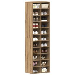 Berkfield Home Shoe Cabinet Artisan Oak 54x34x183 cm Engineered Wood in Brown - Size: 54 x 34 x 183 cm - thumbnail 1