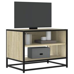 Berkfield Home TV Cabinet Sonoma Oak 61x40x46 cm Engineered Wood & Metal in Brown - Size: 61 x 40 x 46 cm - thumbnail 1