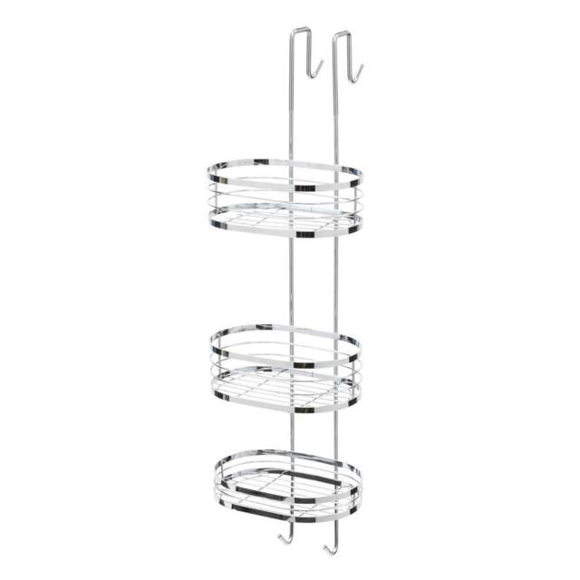 Nordara 3 Tier Oval Bathroom Shower Caddy Storage Shelf Organiser in Silver - image 1