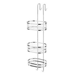 Nordara 3 Tier Oval Bathroom Shower Caddy Storage Shelf Organiser in Silver