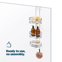Nordara 3 Tier Oval Bathroom Shower Caddy Storage Shelf Organiser in Silver - thumbnail 2