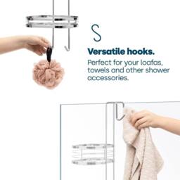Nordara 3 Tier Oval Bathroom Shower Caddy Storage Shelf Organiser in Silver - thumbnail 3