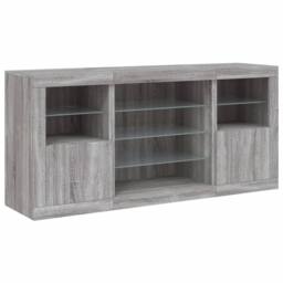 Berkfield Home Sideboard with LED Lights Grey Sonoma 142.5x37x67 cm - thumbnail 5