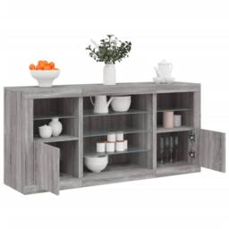 Berkfield Home Sideboard with LED Lights Grey Sonoma 142.5x37x67 cm - thumbnail 2
